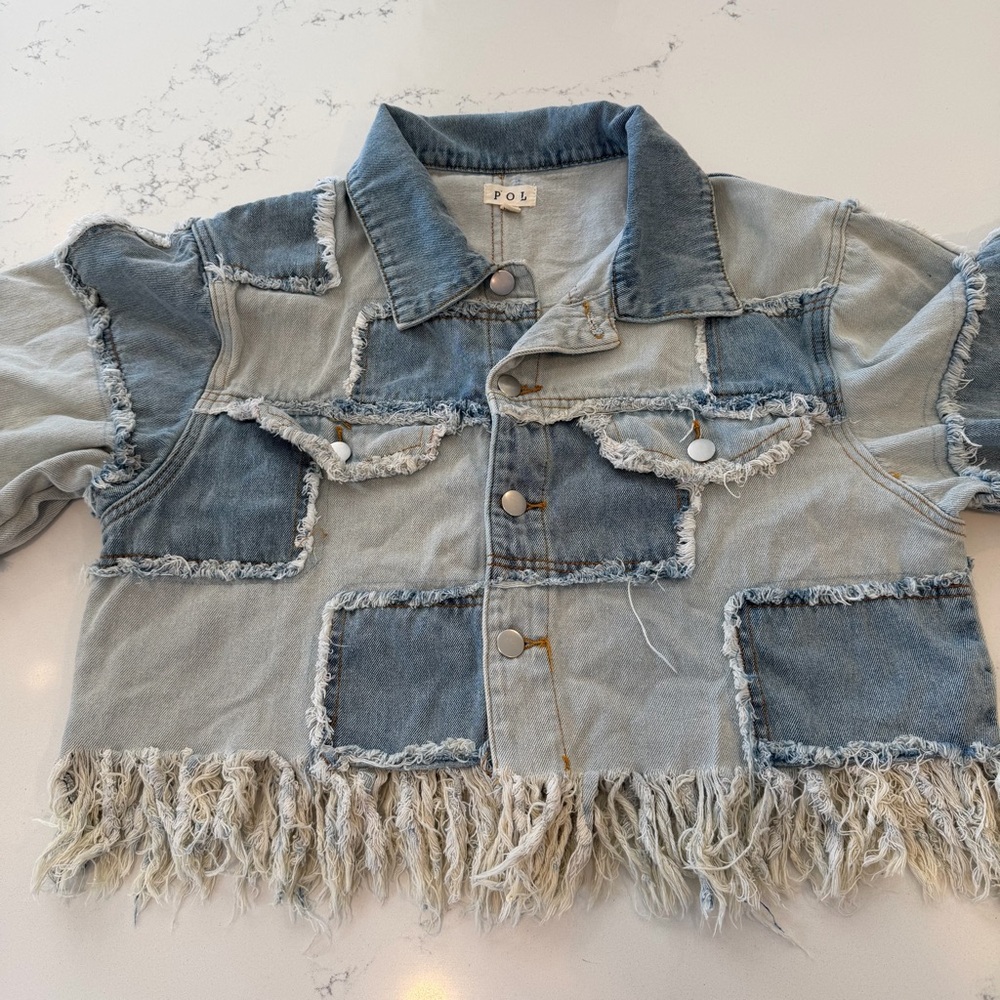 Pol Cropped Patchwork Denim Jacket - image 7